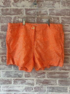 Michael Kors Orange and White Striped Shorts 100% Linen